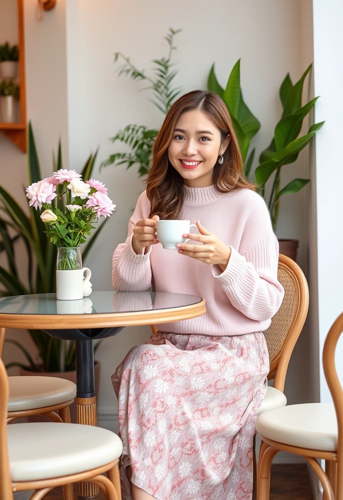 13 Last-Minute Valentine Outfits That Look Amazing (and Take Only Minutes to Style!) - 2. Cozy Sweater and Skirt Combo