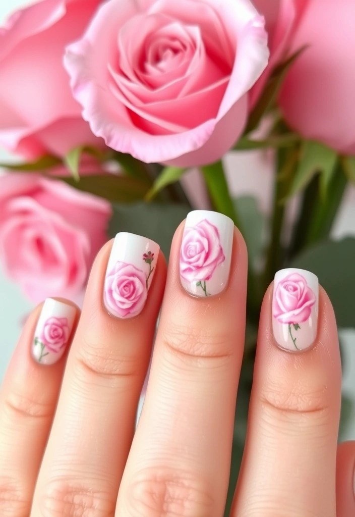 15 Cute Valentine Nail Designs to Impress Your Sweetheart (And They’re So Easy!) - 5. Romantic Rose Nails